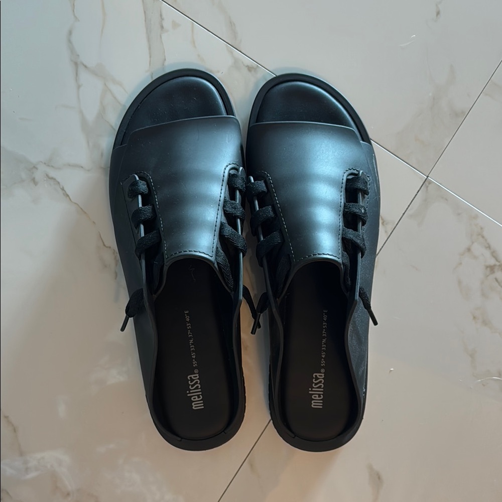 Melissa Black Sandals with Chunky Platform Sole
